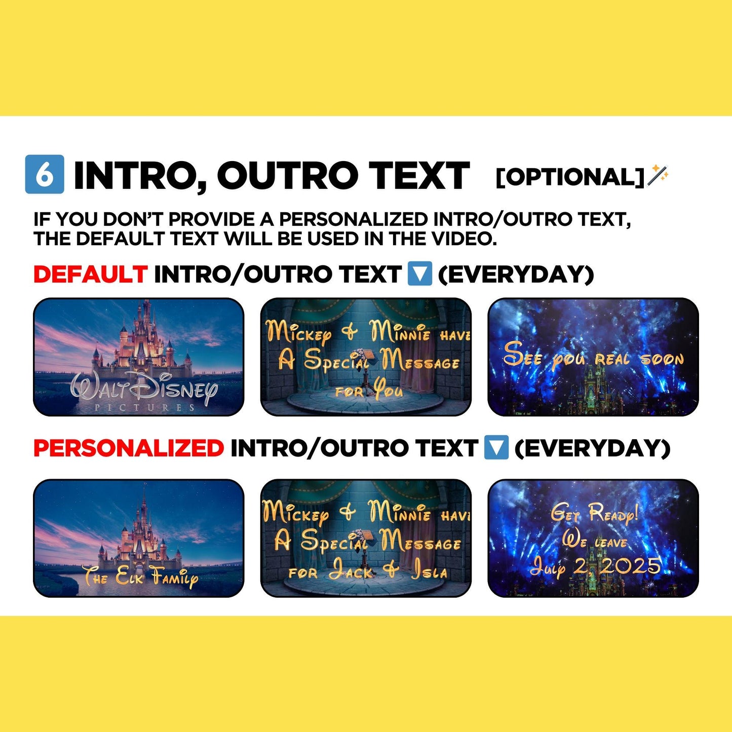 Personalized Disney Trip Surprise Reveal Video Message Mickey Minnie Call Kids Going to Disney World Disneyland Paris California DisneyWorld