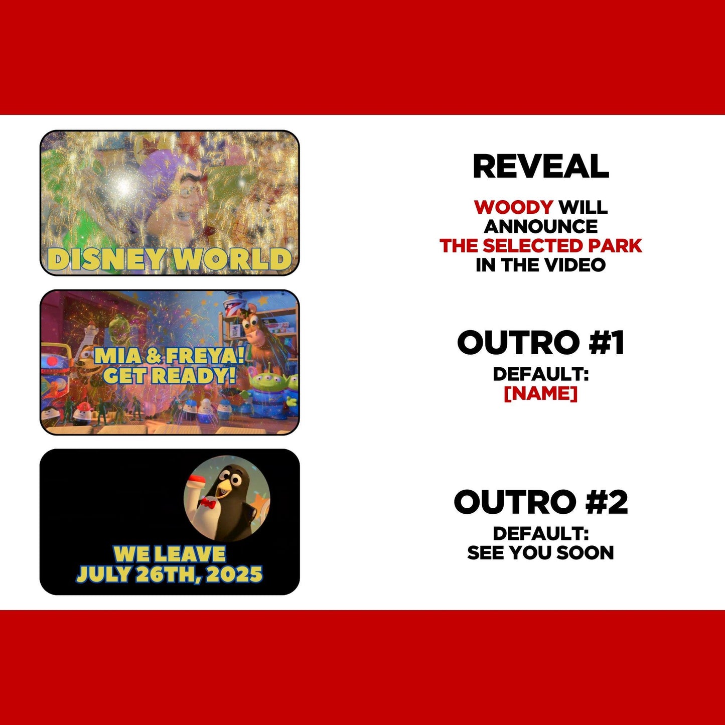 Personalized Toy Story Disney Trip Surprise Reveal Video Woody Buzz Call Kids Going to Disney World Disneyland Paris California Cruise