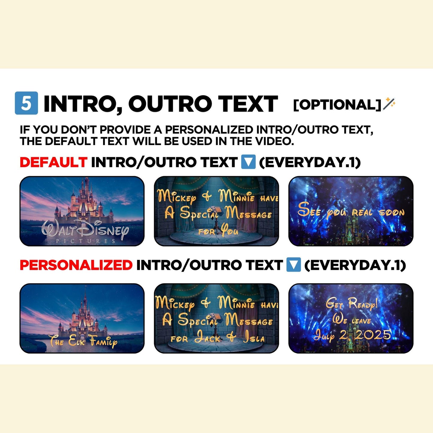 Personalized Surprise Trip Reveal Video Message Movie Mouse Kids Family Magical World Land Theme Park Orlando Florida California Paris