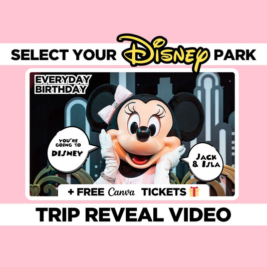 Personalized Surprise Trip Reveal Video Message Movie Mouse Kids Family Magical World Land Theme Park Orlando Florida California Paris