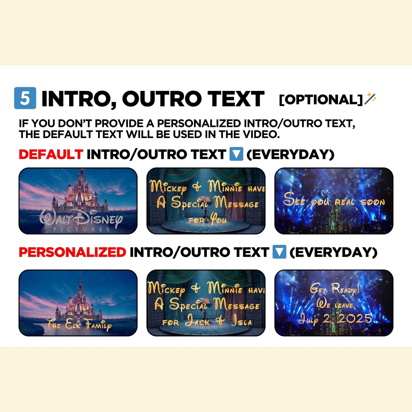 Personalized Surprise Trip Reveal Video Message Movie Mouse Kids Family Magical World Land Theme Park Orlando Florida California Paris