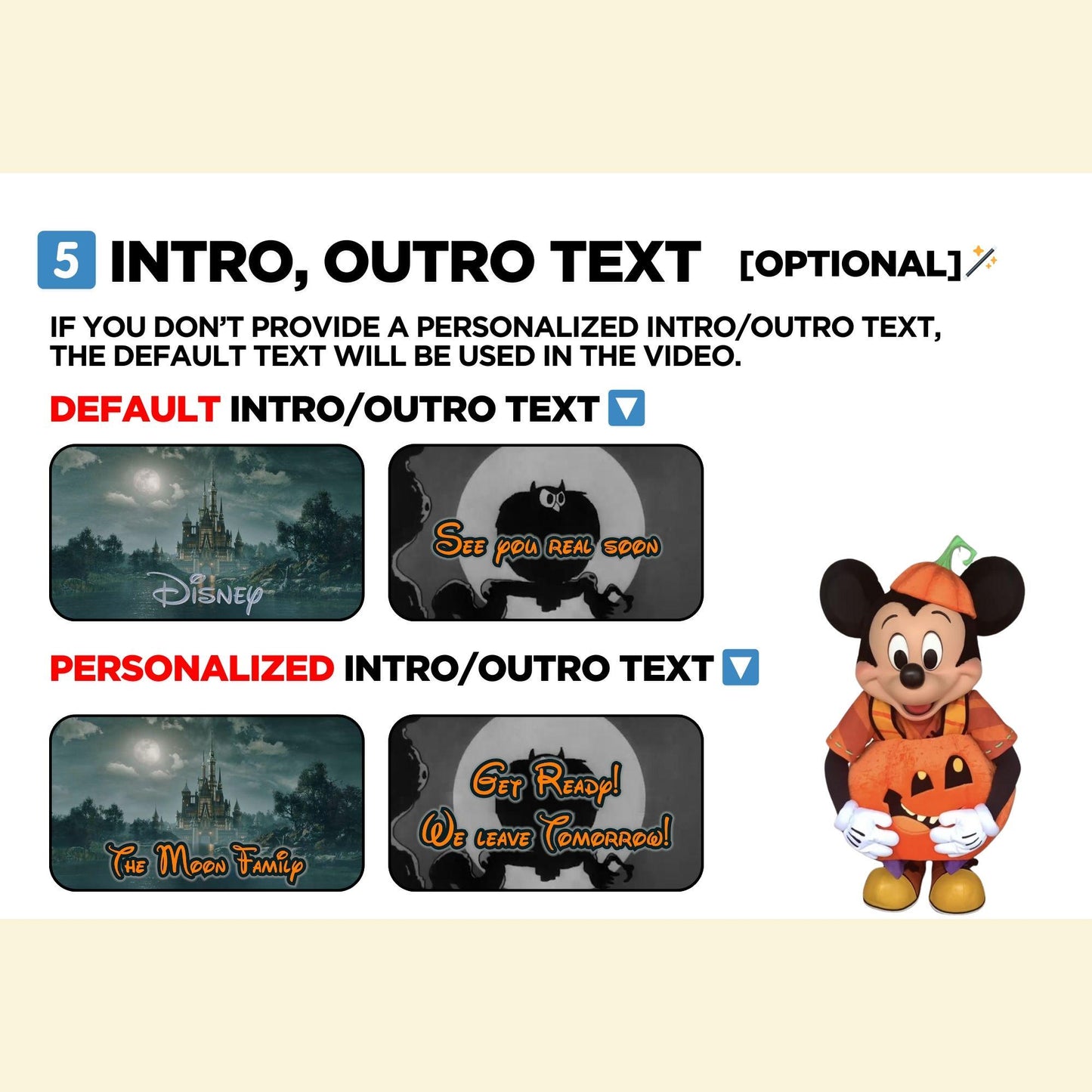 Halloween Personalized Surprise Trip Reveal Video Message Movie Mouse Kids Family World Land Theme Park Orlando Florida California Paris