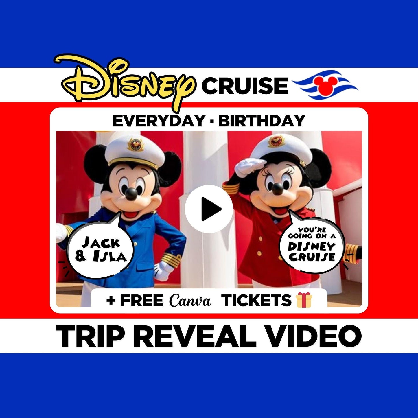 Personalized Surprise Cruise Video Trip Reveal Announcement Message Movie Mouse Magic Treasure Wish Wonder Fantasy Dream Destiny Adventure