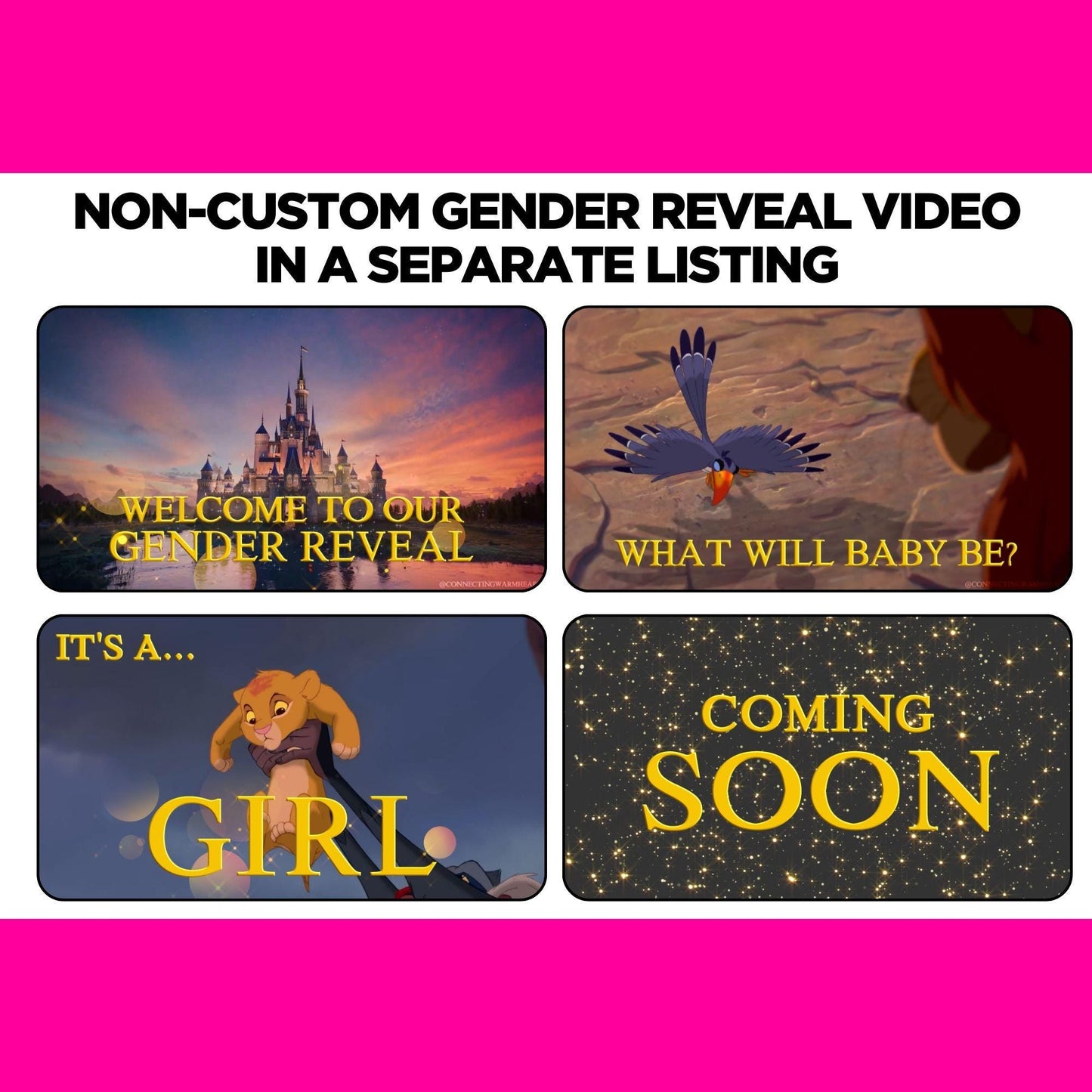 Personalized Girl Lion King Gender Reveal Movie Announcement, It's a Girl Gender Reveal Video to Suprise, Gender Reveal Idea Unique Confetti