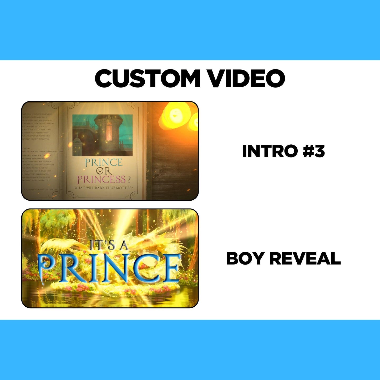 Personalized Boy The Princess and The Frog Gender Reveal Video Announcement, Tiana Storybook Gender Reveal Movie,  It's a Boy Gender Reveal