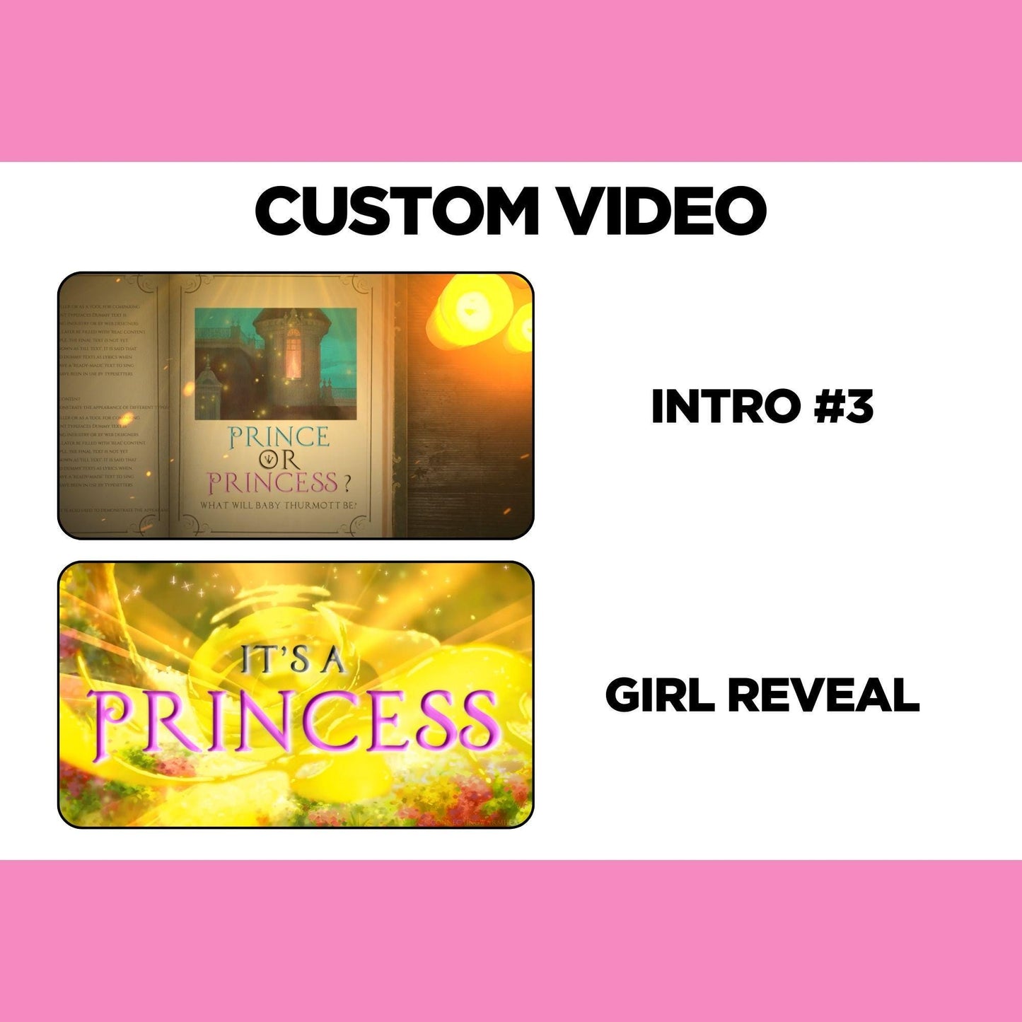 Personalized Girl The Princess and The Frog Gender Reveal Video Announcement, Tiana Storybook Gender Reveal Movie,  Its a Girl Gender Reveal