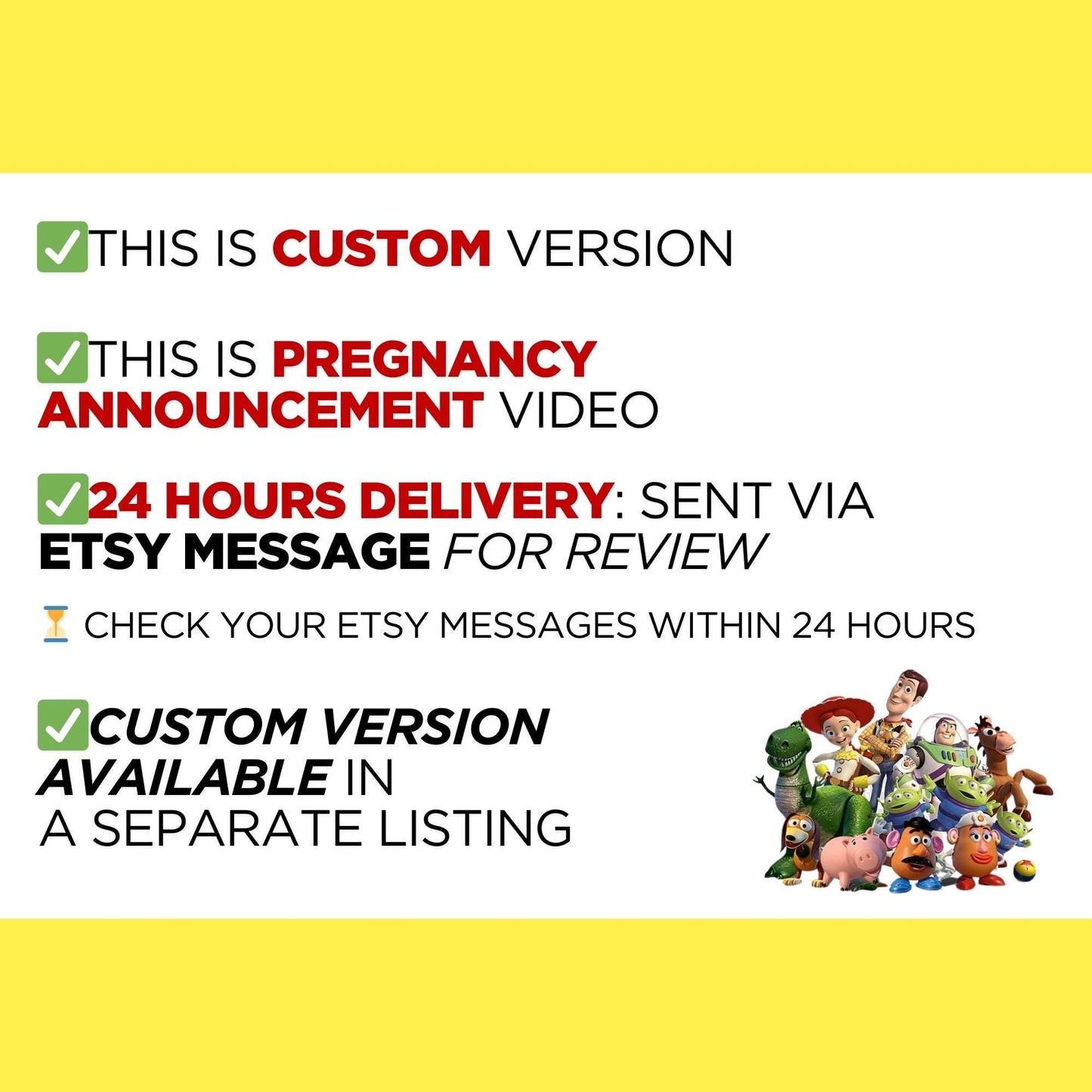 Personalized Toy Story Pregnancy Announcement Video, Baby Reveal Movie, Magical Baby Shower Video, We Are Pregnant Surprise, It's a Baby