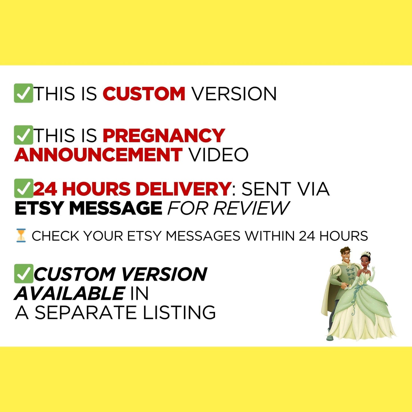 Personalized Pregnancy Announcement Video The Princess and The Frog Baby Announcement Movie, Surprise Tiana Storybook Baby Reveal Video