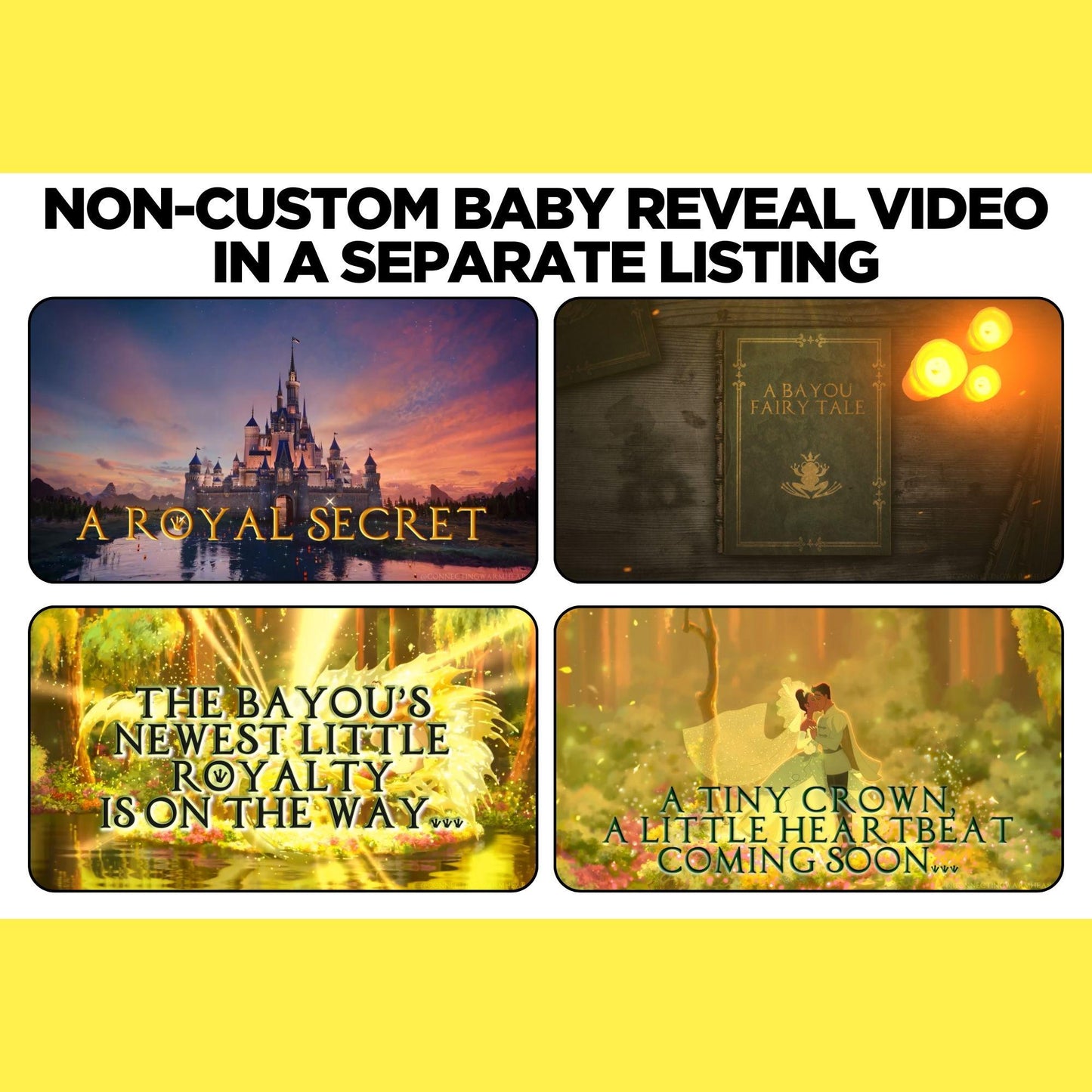 Personalized Pregnancy Announcement Video The Princess and The Frog Baby Announcement Movie, Surprise Tiana Storybook Baby Reveal Video