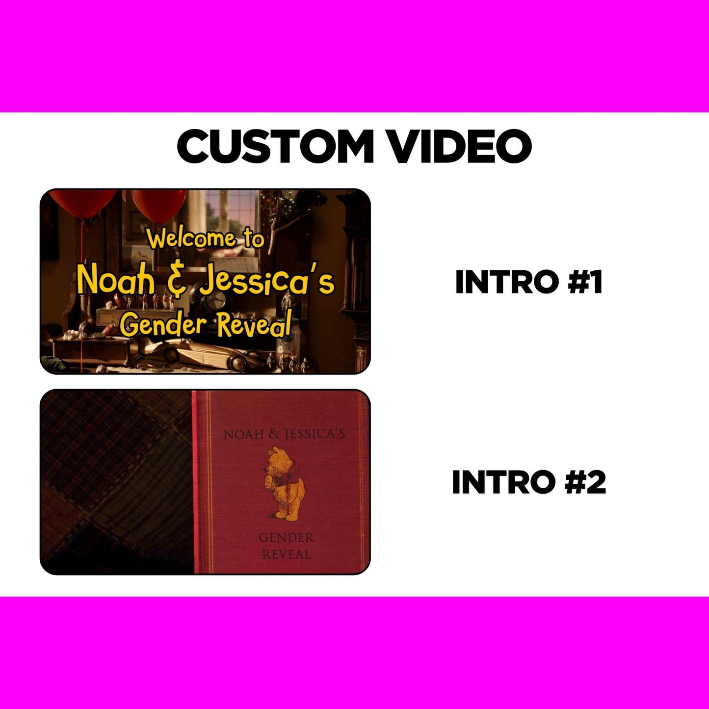 Personalized Winnie The Pooh Gender Reveal Video Announcement Girl, Pooh Storybook Gender Reveal Video, Bear Gender Reveal Movie, Its a Girl