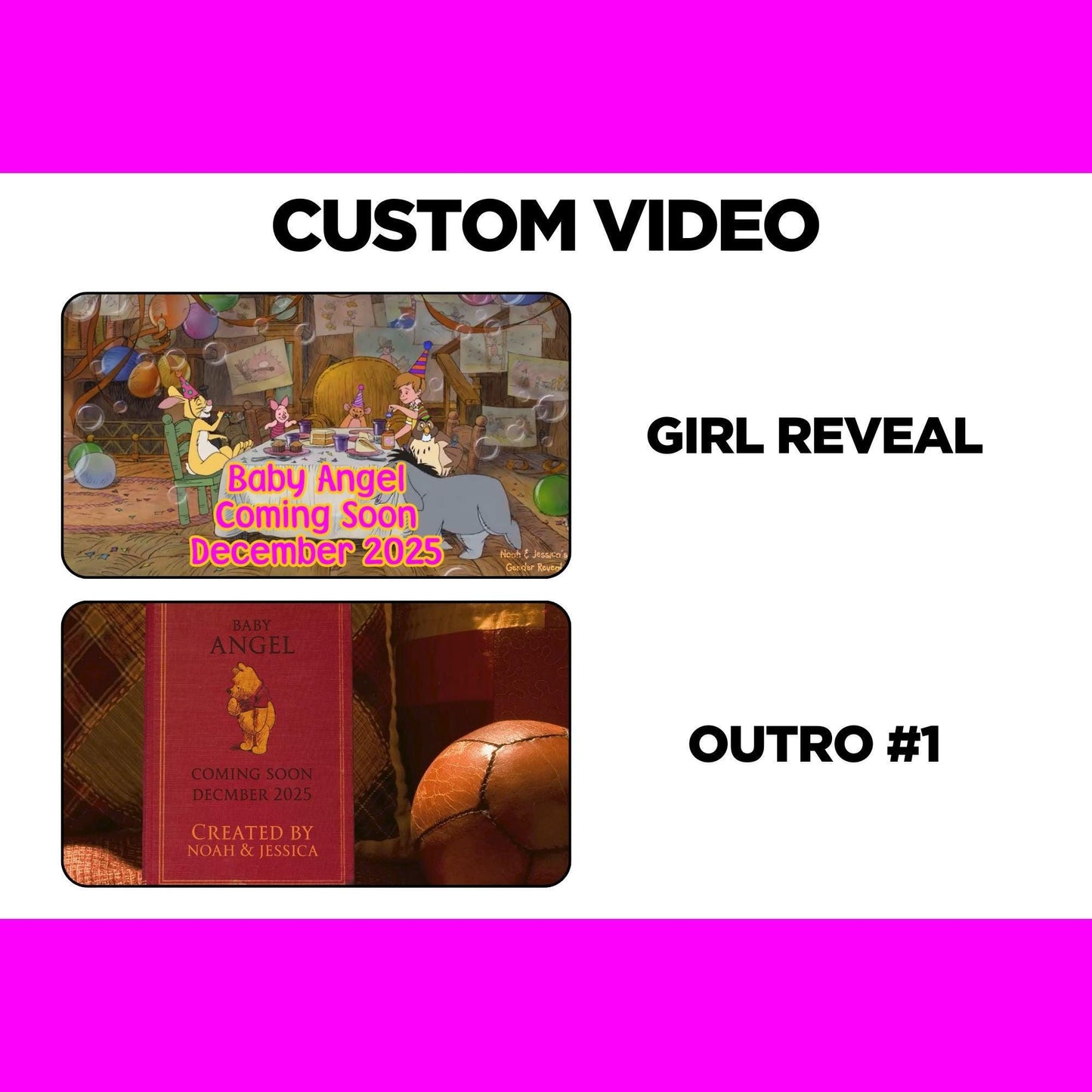 Personalized Winnie The Pooh Gender Reveal Video Announcement Girl, Pooh Storybook Gender Reveal Video, Bear Gender Reveal Movie, Its a Girl