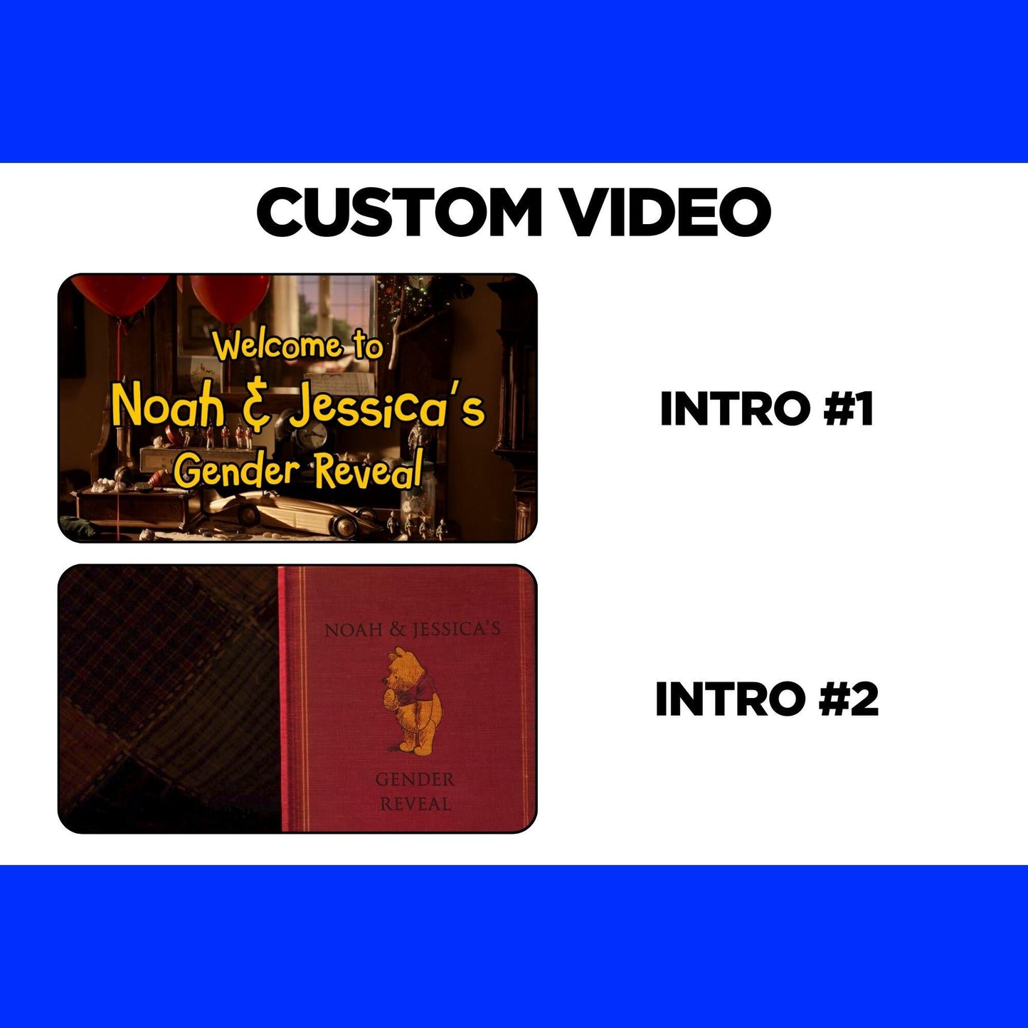 Personalized Winnie The Pooh Gender Reveal Video Announcement Boy, Pooh Storybook Gender Reveal Video, Bear Gender Reveal Movie, Its a Boy