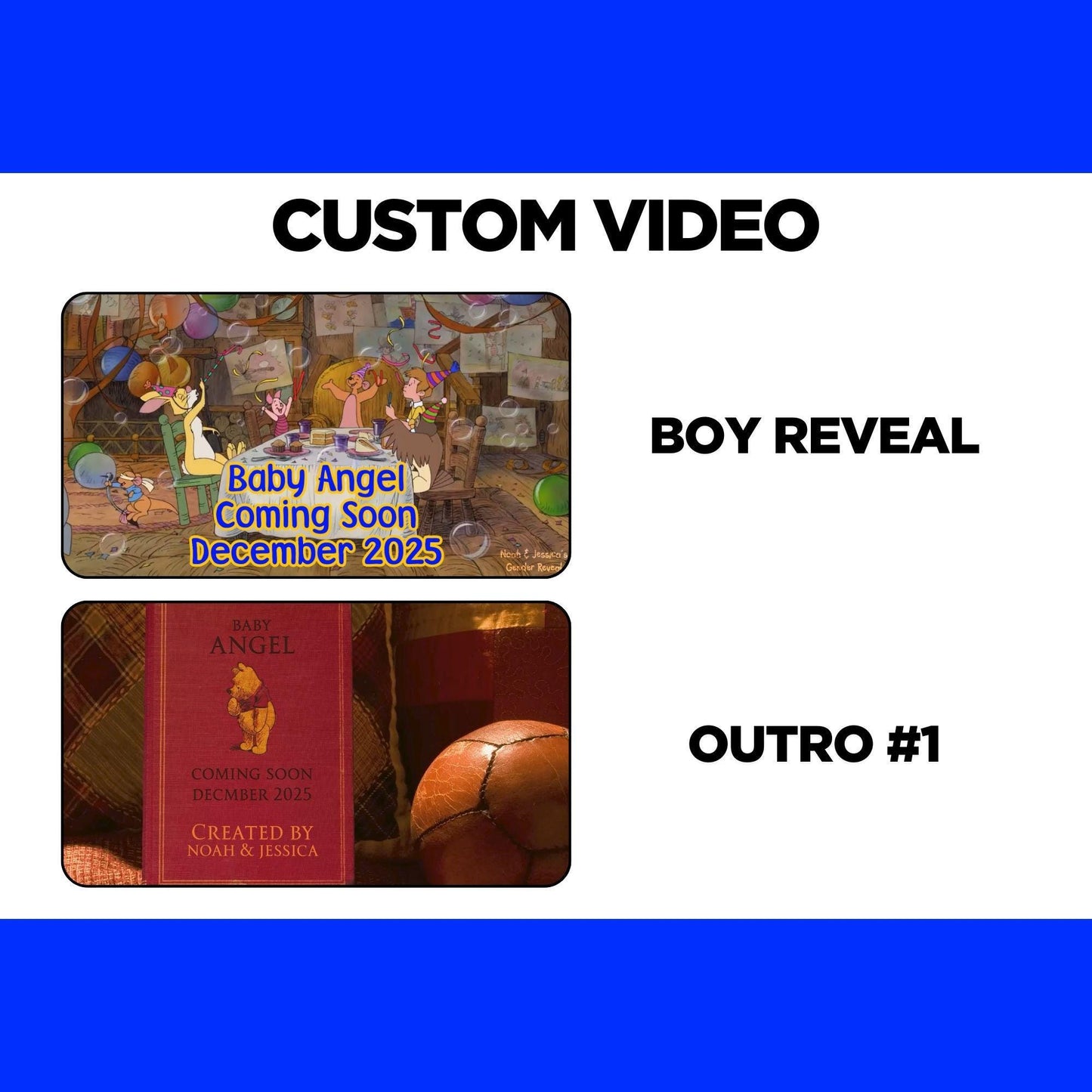 Personalized Winnie The Pooh Gender Reveal Video Announcement Boy, Pooh Storybook Gender Reveal Video, Bear Gender Reveal Movie, Its a Boy
