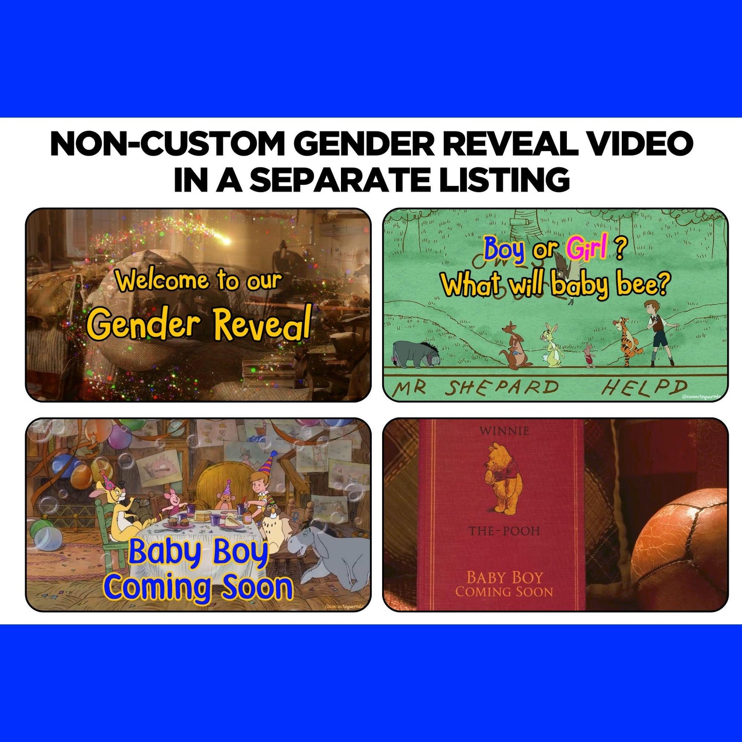Personalized Winnie The Pooh Gender Reveal Video Announcement Boy, Pooh Storybook Gender Reveal Video, Bear Gender Reveal Movie, Its a Boy