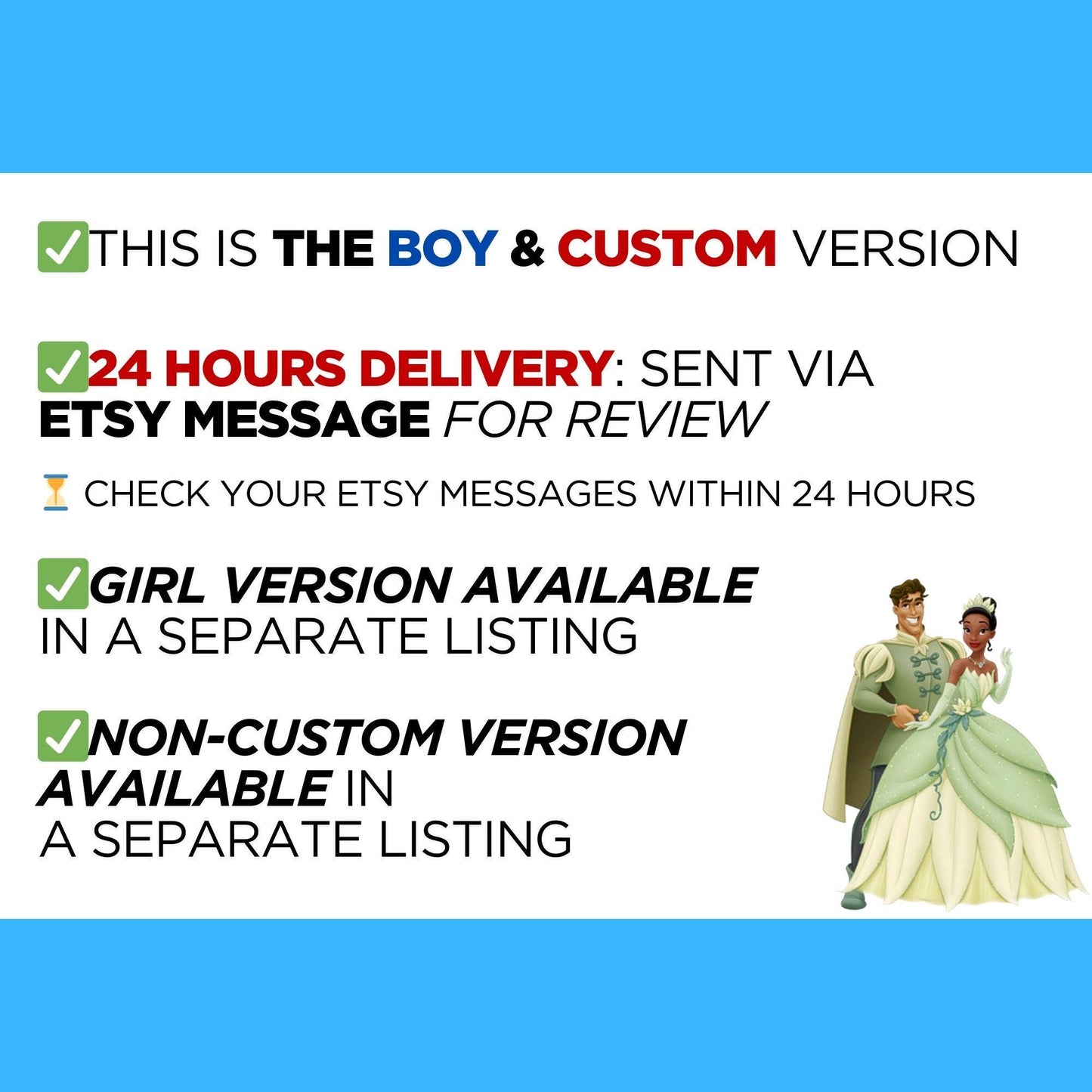 Personalized Boy The Princess and The Frog Gender Reveal Video Announcement, Tiana Storybook Gender Reveal Movie,  It's a Boy Gender Reveal