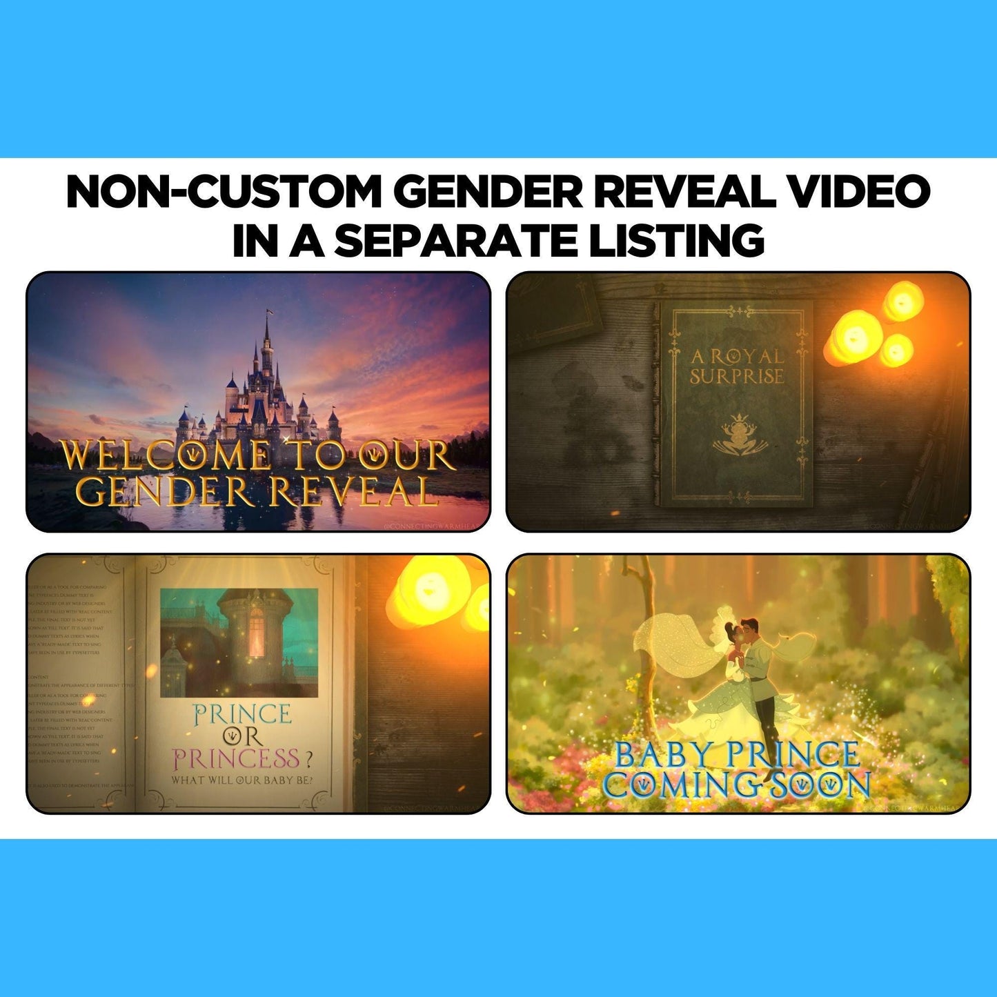 Personalized Boy The Princess and The Frog Gender Reveal Video Announcement, Tiana Storybook Gender Reveal Movie,  It's a Boy Gender Reveal