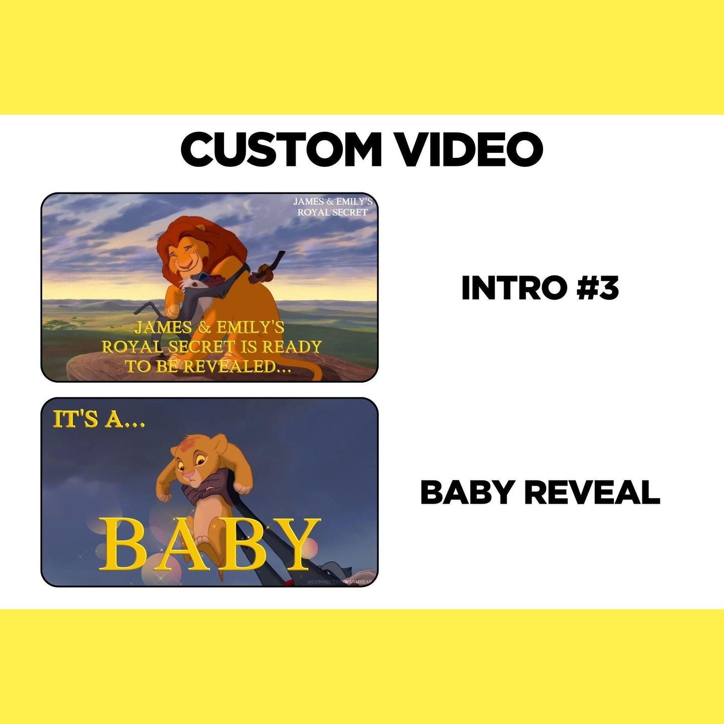Personalized Pregnancy Announcement Video, Lion King Baby Reveal Movie, Baby Shower Video, We Are Pregnant Surprise Baby Announcement
