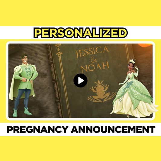 Personalized Pregnancy Announcement Video The Princess and The Frog Baby Announcement Movie, Surprise Tiana Storybook Baby Reveal Video