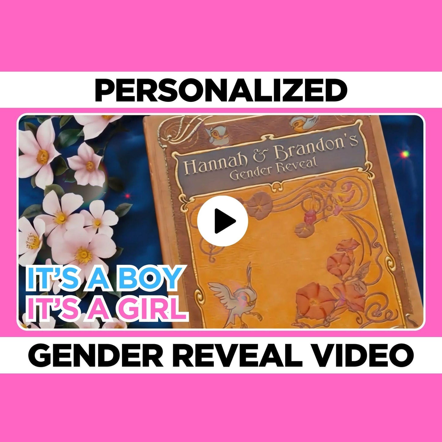 Girl Enchanted Gender Reveal Video Announcement, Enchanted Storybook Gender Reveal Movie,  It's a Girl Gender Reveal Idea Instant Download