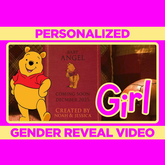 Personalized Winnie The Pooh Gender Reveal Video Announcement Girl, Pooh Storybook Gender Reveal Video, Bear Gender Reveal Movie, Its a Girl