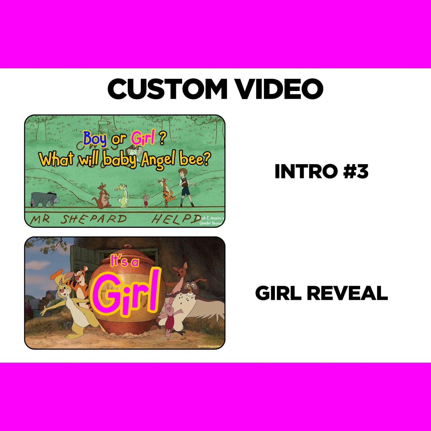 Personalized Winnie The Pooh Gender Reveal Video Announcement Girl, Pooh Storybook Gender Reveal Video, Bear Gender Reveal Movie, Its a Girl