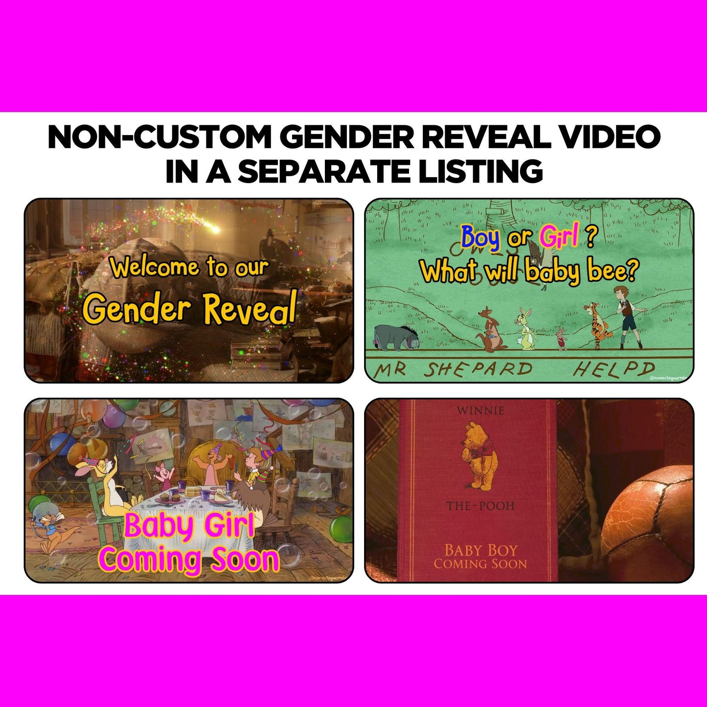 Personalized Winnie The Pooh Gender Reveal Video Announcement Girl, Pooh Storybook Gender Reveal Video, Bear Gender Reveal Movie, Its a Girl