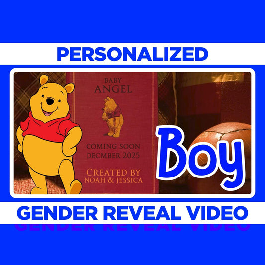 Personalized Winnie The Pooh Gender Reveal Video Announcement Boy, Pooh Storybook Gender Reveal Video, Bear Gender Reveal Movie, Its a Boy