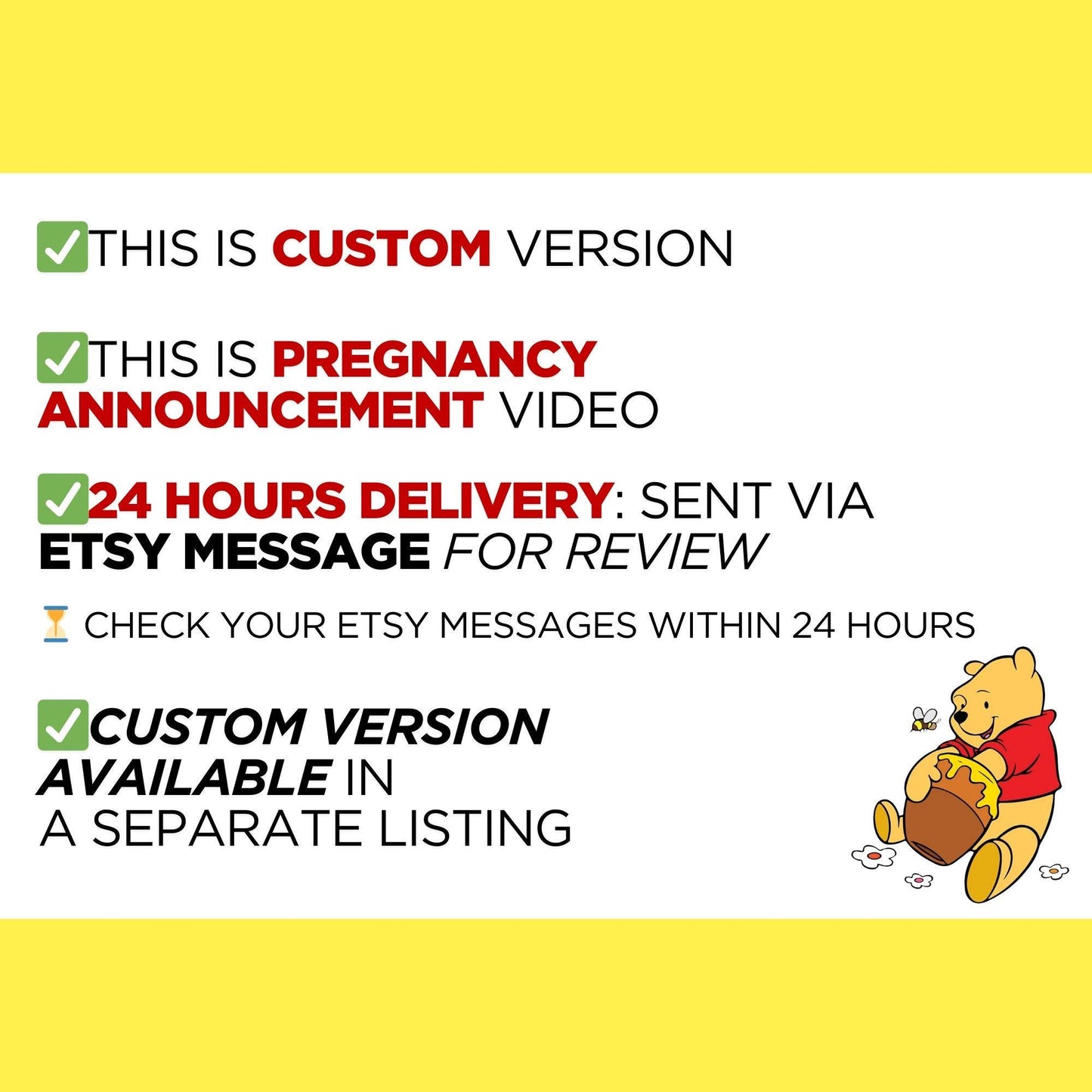 Personalized Winnie The Pooh Pregnancy Announcement Video, Bear Baby Reveal Movie, Pooh Storybook Baby Shower Video, It's a Baby Pooh Reveal