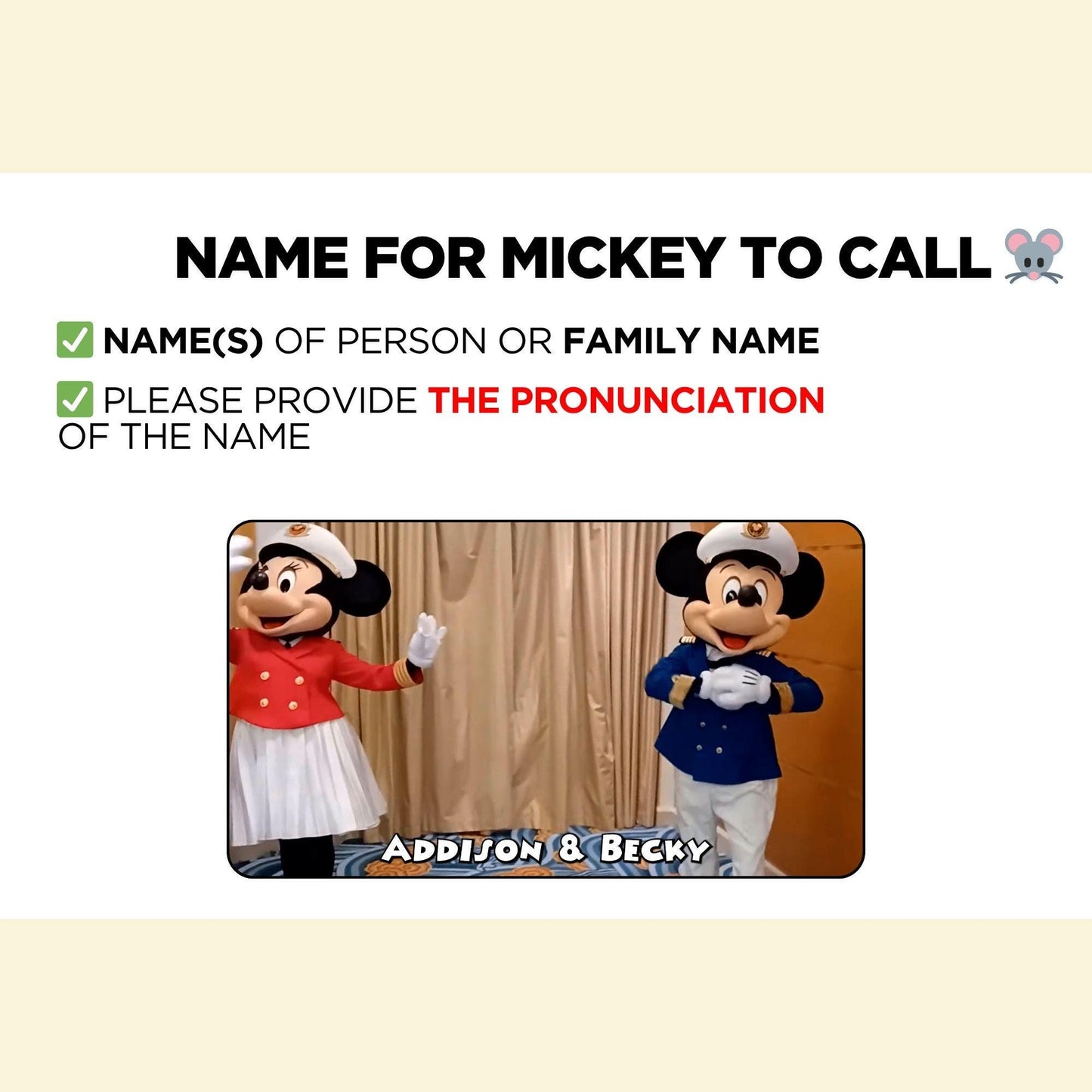 Personalized Surprise Cruise Video Trip Reveal Announcement Message Movie Mouse Magic Treasure Wish Wonder Fantasy Dream Destiny Adventure