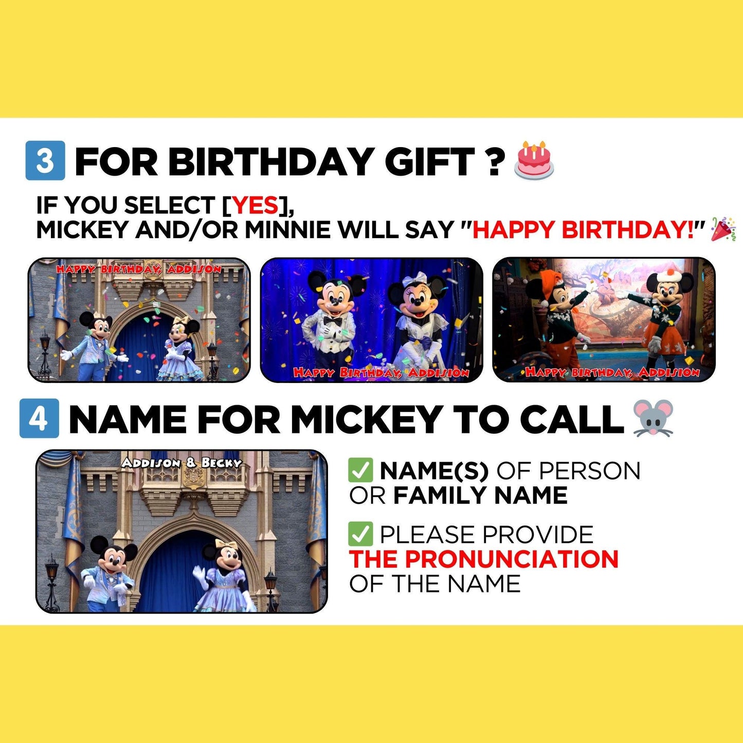 Personalized Disney Trip Surprise Reveal Video Message Mickey Minnie Call Kids Going to Disney World Disneyland Paris California DisneyWorld