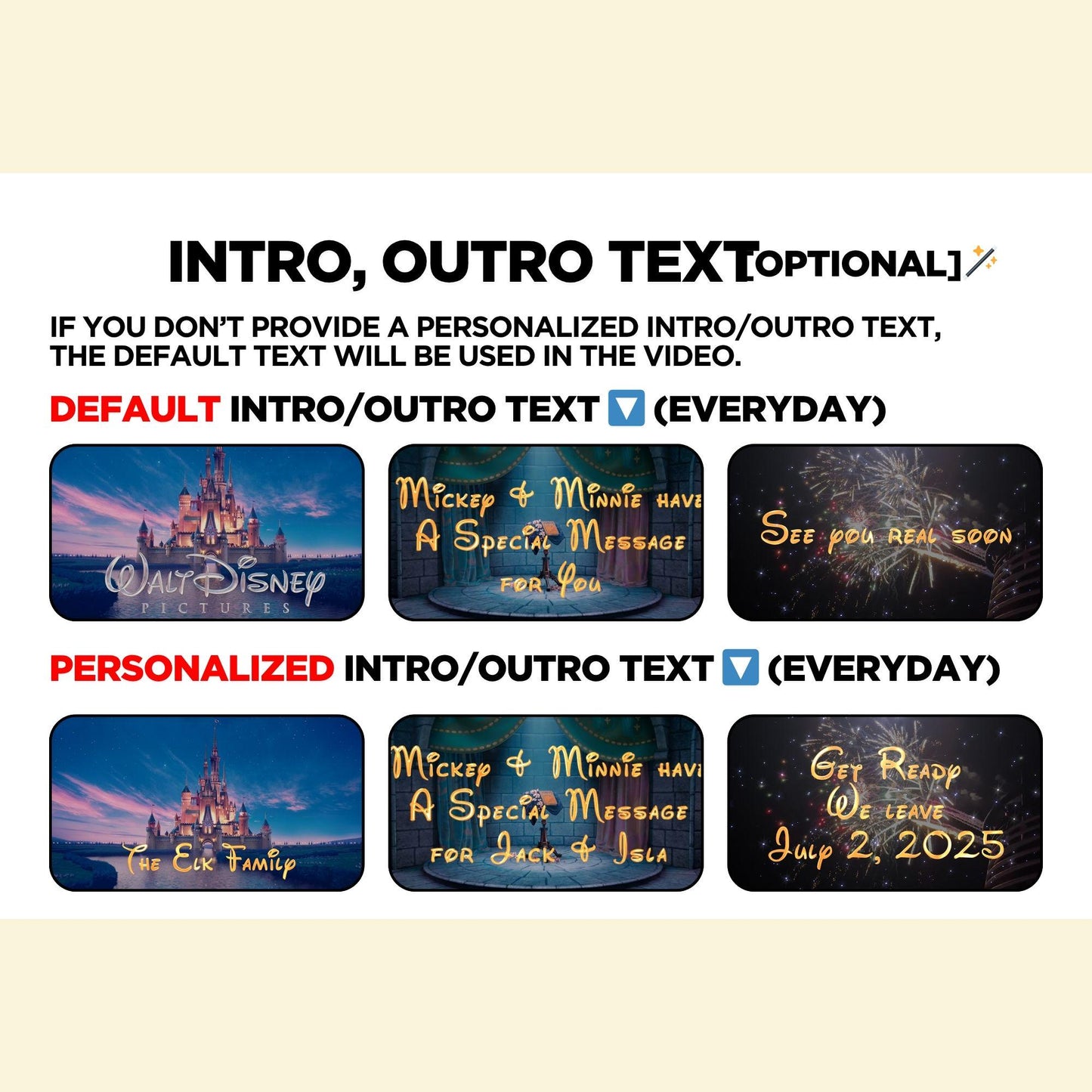 Personalized Surprise Cruise Video Trip Reveal Announcement Message Movie Mouse Magic Treasure Wish Wonder Fantasy Dream Destiny Adventure