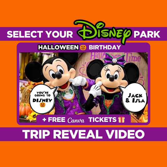 Halloween Personalized Surprise Trip Reveal Video Message Movie Mouse Kids Family World Land Theme Park Orlando Florida California Paris
